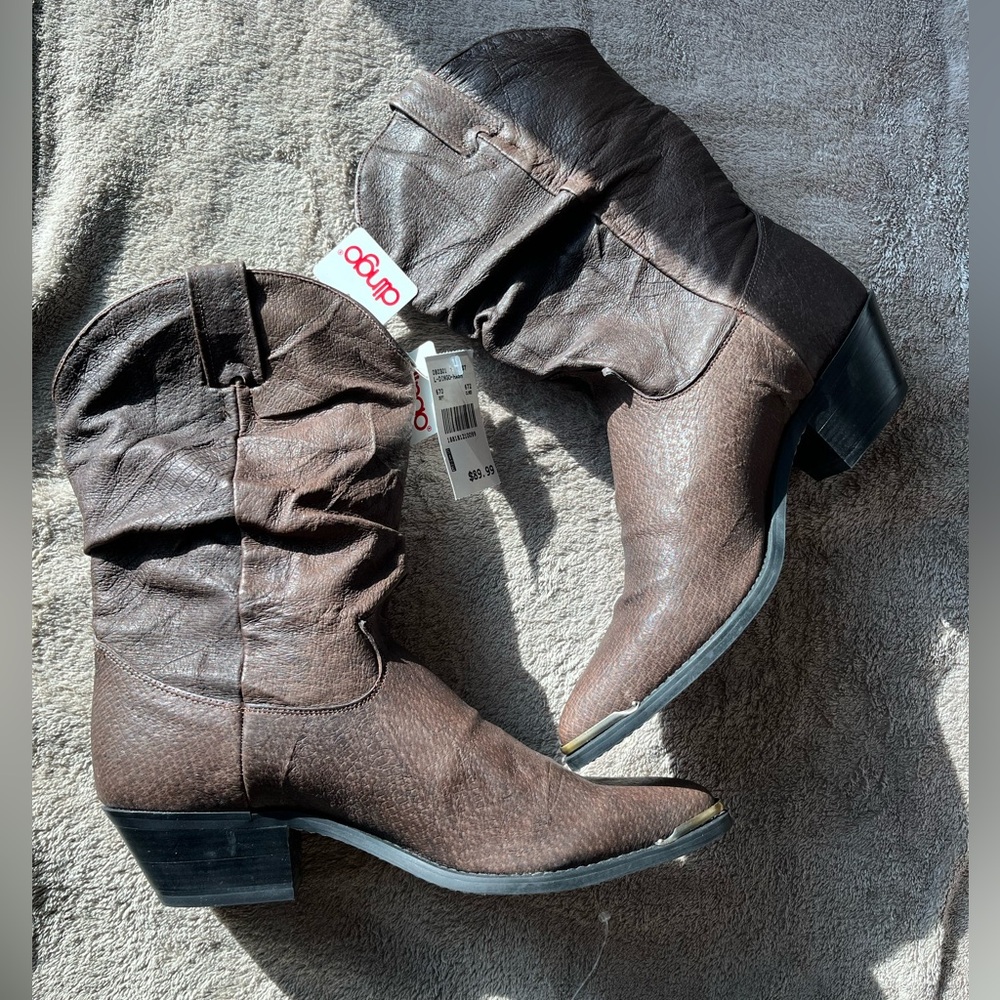 NWT! Dingo Dark Brown Leather Boots, Women Size 9